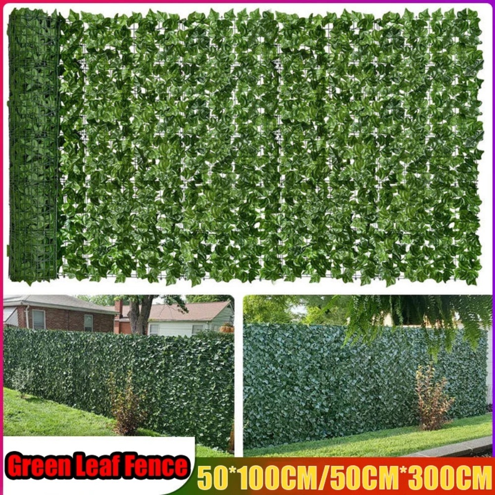 1 Painel de Cerca Artificial com Folhas Verdes, Cerca Falsa 2026 para Decoração de Jardim e Varanda Externa