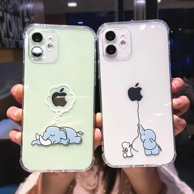 Creatieve Olifant Leeuw Dier Telefoonhoesje Voor iPhone 17 16 15 13 11 12 14 Pro Max Mini 7 8 Plus Hond Helder Schokbestendig Soft Covers