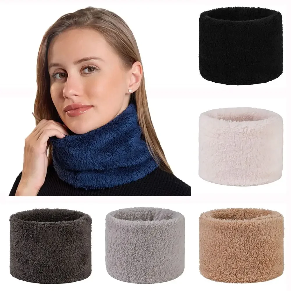 Moda de pelúcia pescoço gaiter manter quente cor sólida colar à prova de frio meia máscara facial para outono inverno capa facial
