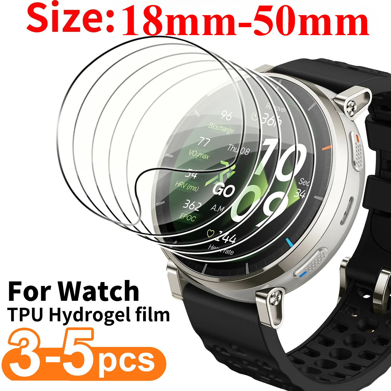 3-5PCS Hydrogel Film Universal Round Watch Screen Protector Film 18-50mm 29mm 30mm 31mm 32mm 33mm 34mm 35mm 36mm 37mm 38mm 39mm
