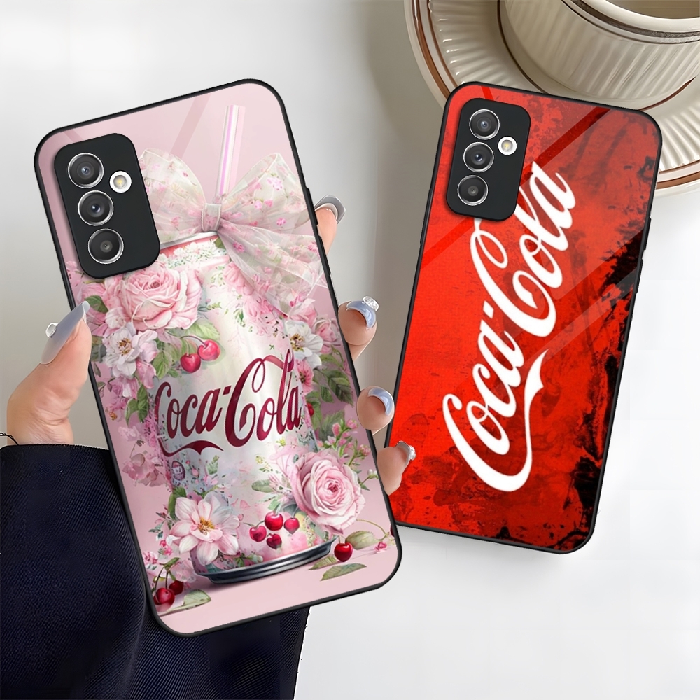 Hete C-Coca drankjes C-Cola telefoonhoesje glazen hoesje voor A37 A57 A15 A16 A17 A25 A35 Samsung S26 S25 S24 S23 Ultra Fe Plus hoes