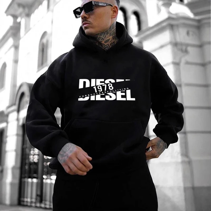 2025 Otoño/Invierno Casual impreso Sudadera con capucha estilo clásico moda hombres Y2K Harajuku deportes correr calle ropa de hombre/mujer