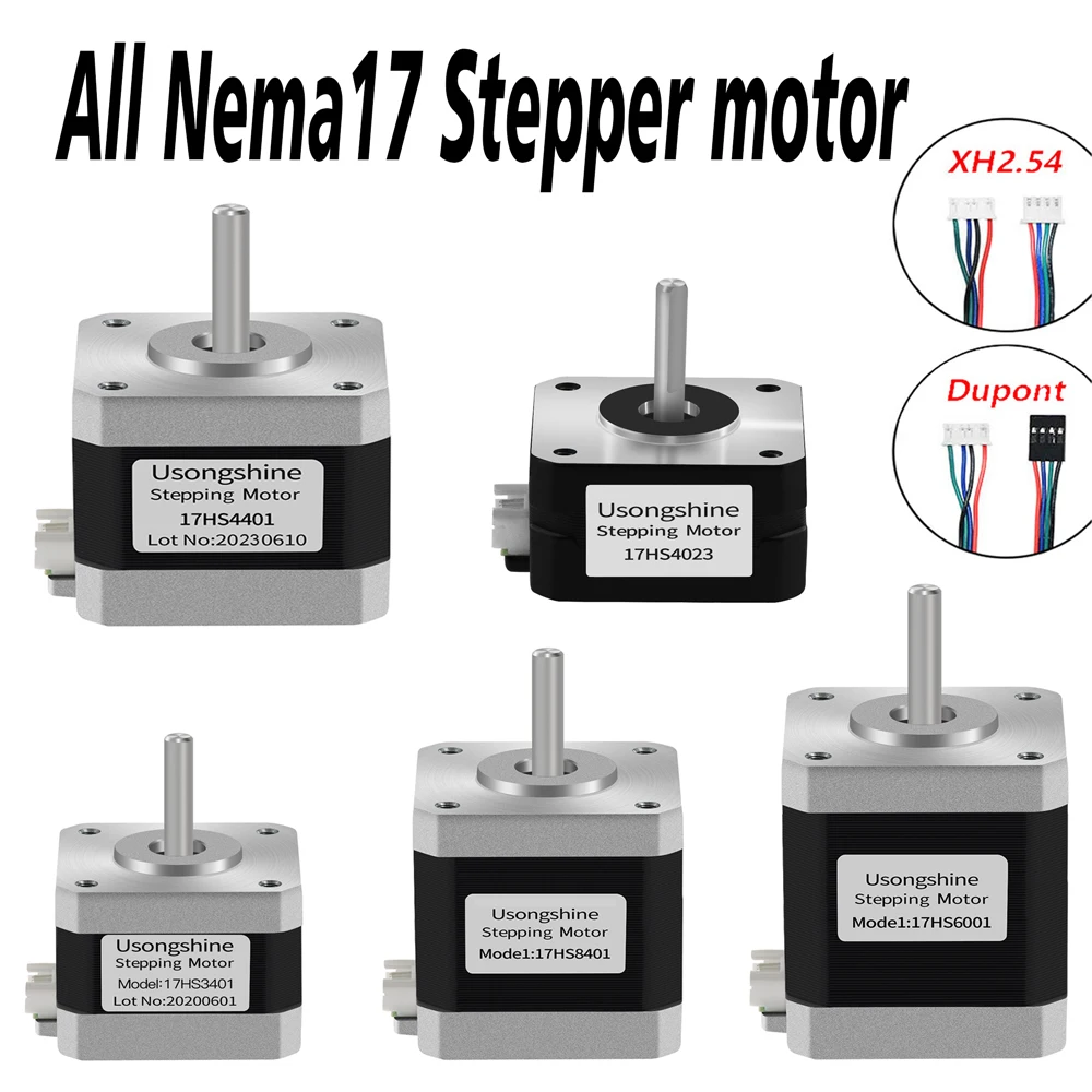 Usongshine Wszystkie Silniki Krokowe Nema17 17HS4401 42Motor 17HS4023 Motor 42BYGH Motor 4-przewodowy do CNC Laserowej Grawerki Drukarki 3D