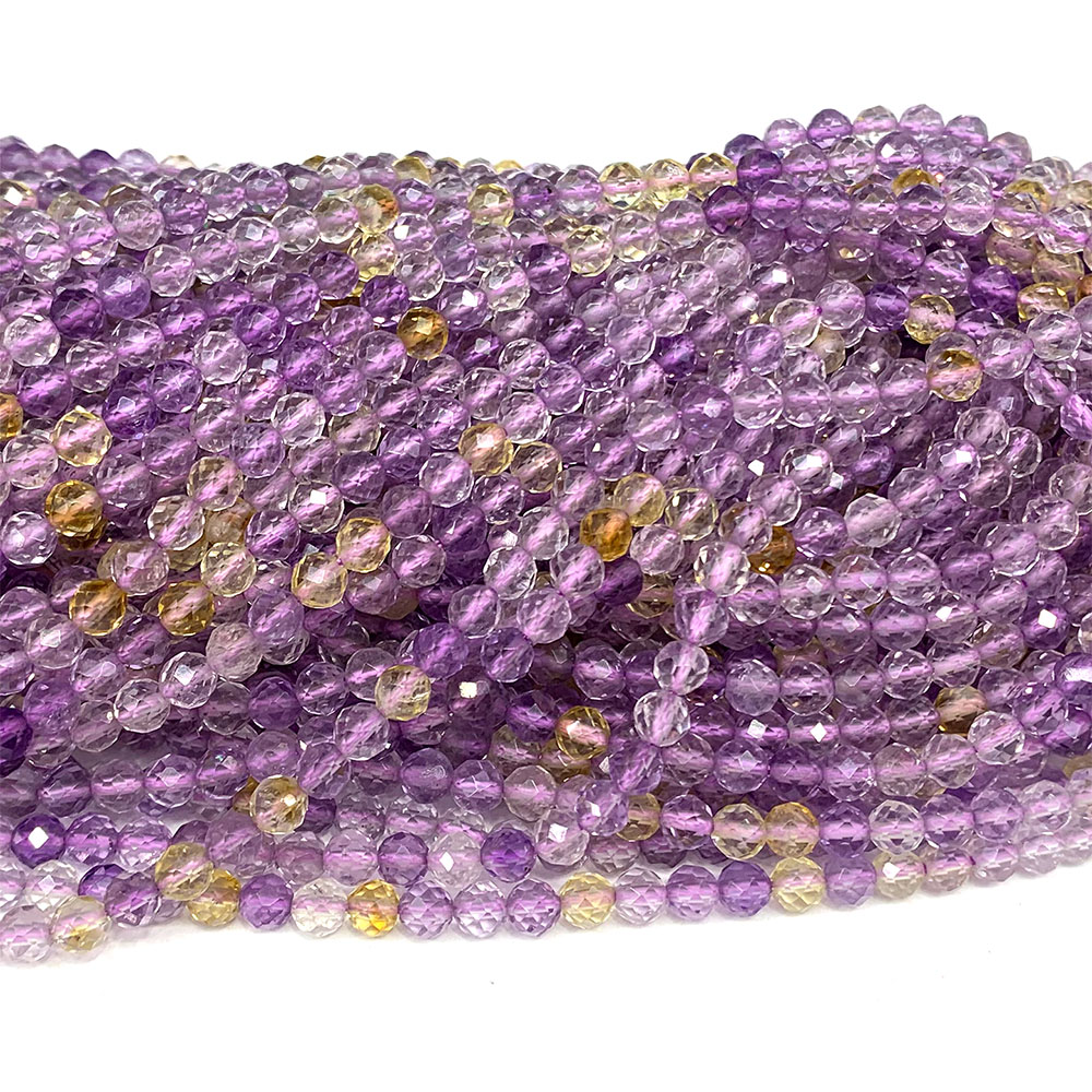 Veemake-Pedras Preciosas Facetadas Redondas, Apetrino Amarelo Roxo Natural, Fazer Pequenas Jóias, Colares e Pulseiras, 08344