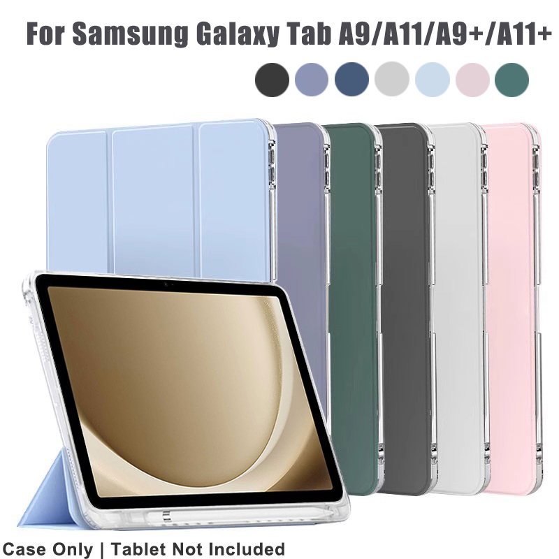 Funda de cristal transparente para tableta con ranura para bolígrafo para Samsung Galaxy Tab A9 A11 Plus A9 + A11 + 11 ''8,7'' 2025, fundas con soporte magnético