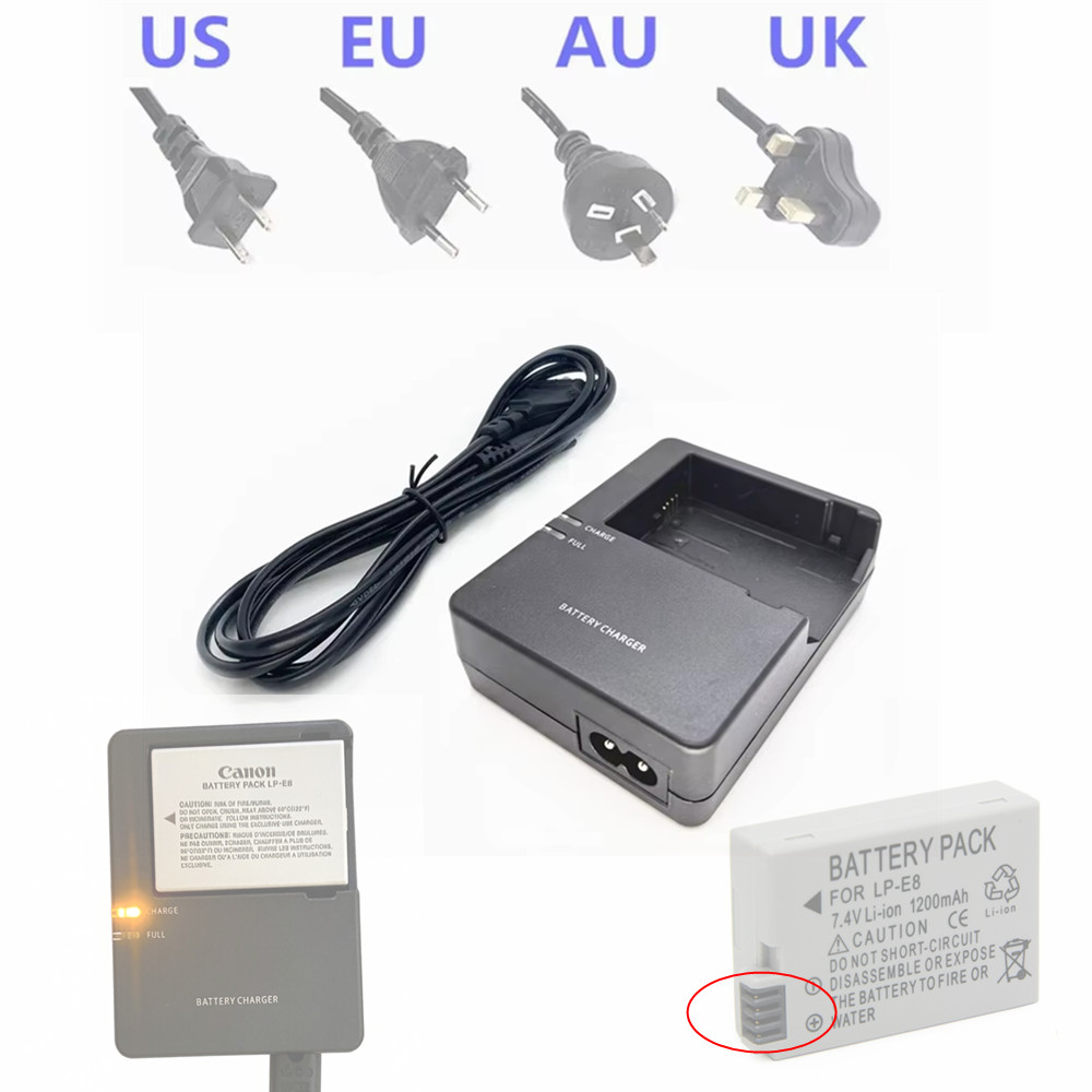 Chargeur de batterie d'appareil photo LP-E8, remplacement LC-E8C pour Canon EOS 700D 650D 600D 550D Rebel T2i T3i T4i T5i Kiss X4 X5 X6i X7 LPE8