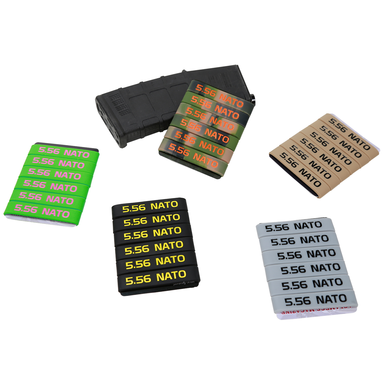 6er-Pack Magazinmarkierungsband für 5,56 Nato 300 Blackout Magazinmarkierung Gummiband Muti-Farben Hohe Qualität für die Waffensicherheit