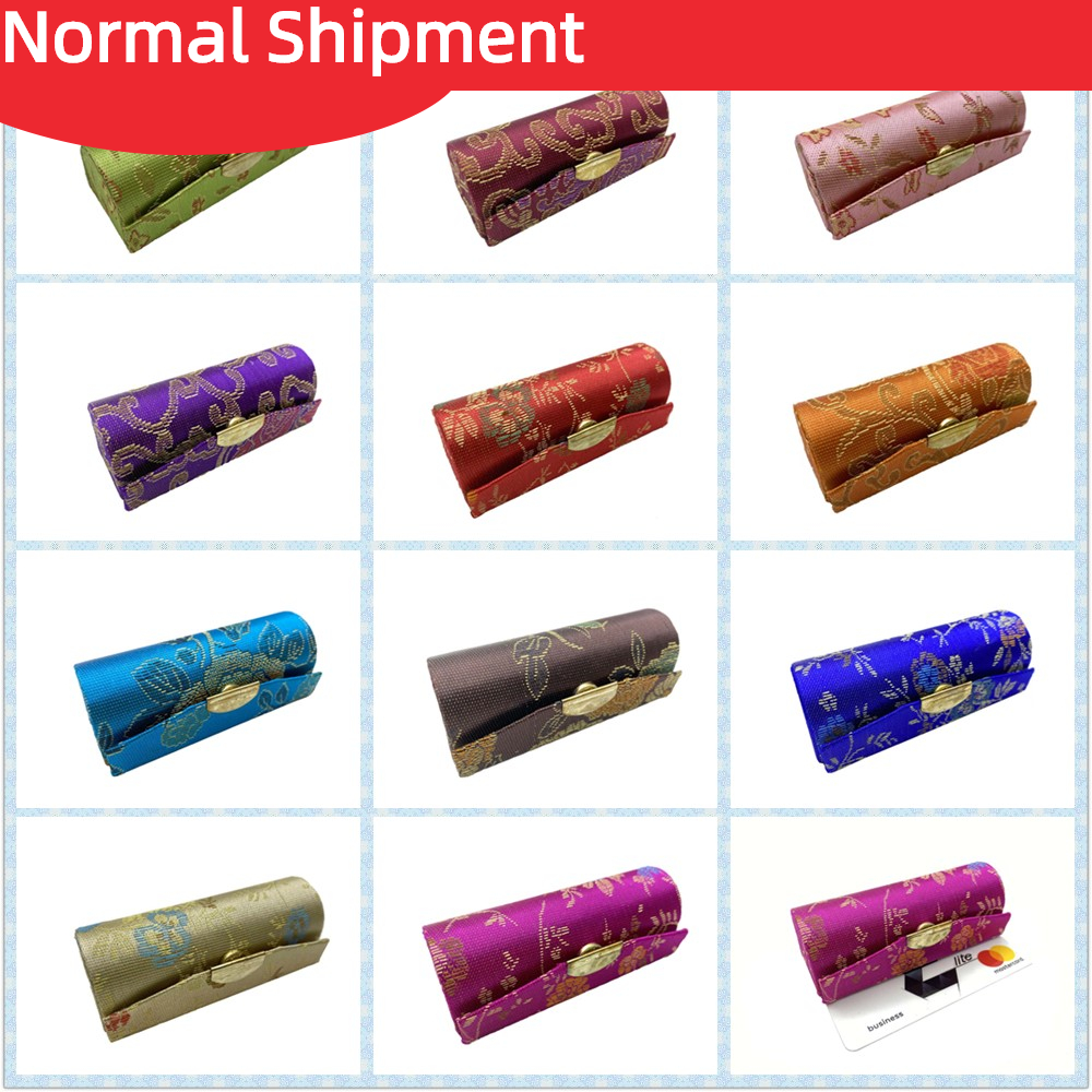 Blume Jacquard Lippenstift Fall Einzelne Schmuck Box Lip Gloss Lagerung Fall Kosmetik Taschen Mit Spiegel Frauen Make-Up Lagerung Box