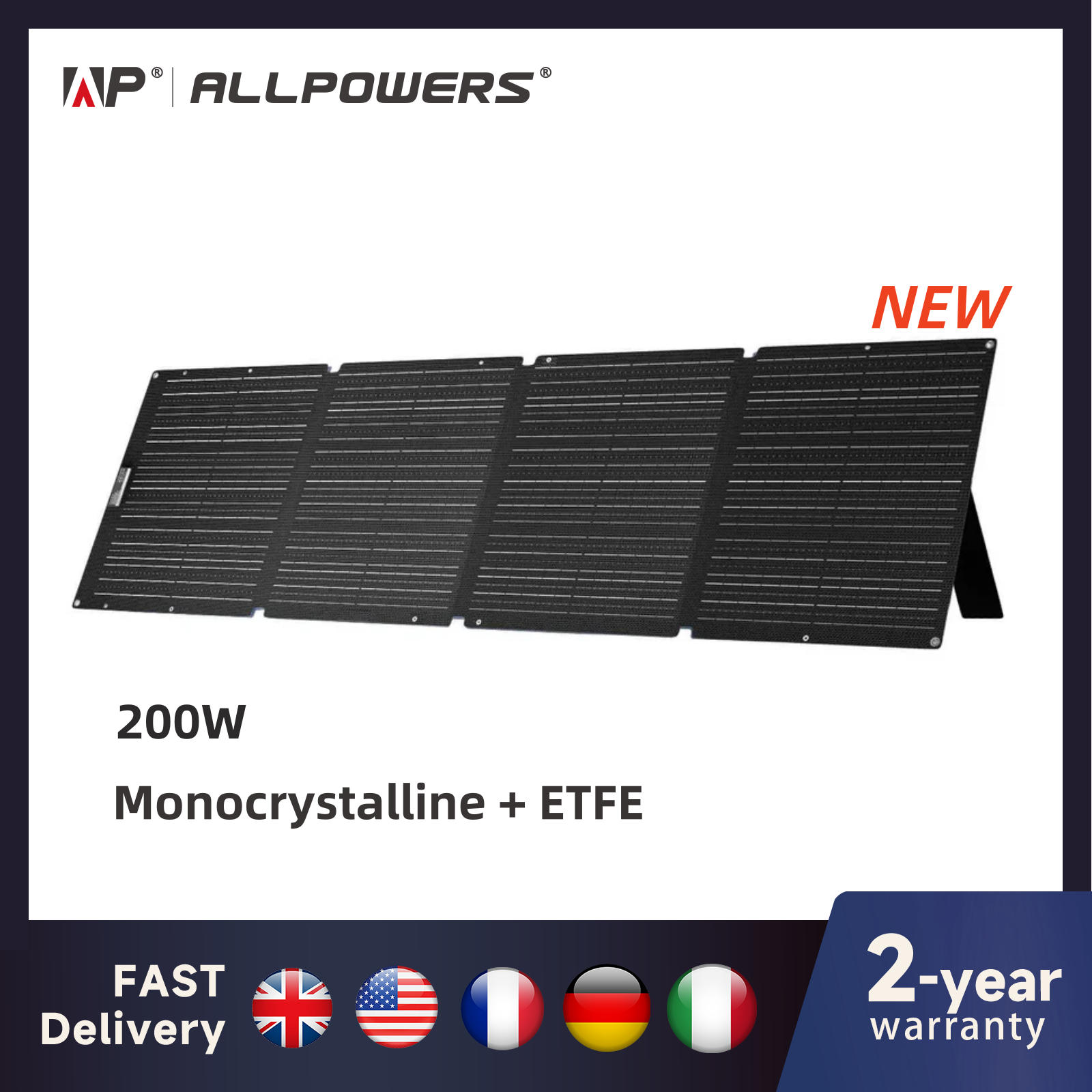 ALLPOWERS Portable Solar Panel 60W 100W 200W with Solar Output Waterproof IP68 Solar Charger for RV Laptops Camp