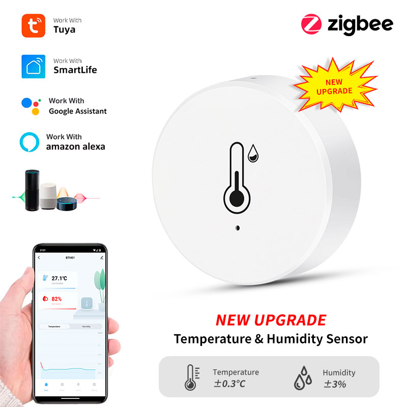 Датчик температуры и влажности в реальном времени Tuya ZigBee работает с Alexa Google Home, умный дом, умная жизнь/Tuya Smart App Control