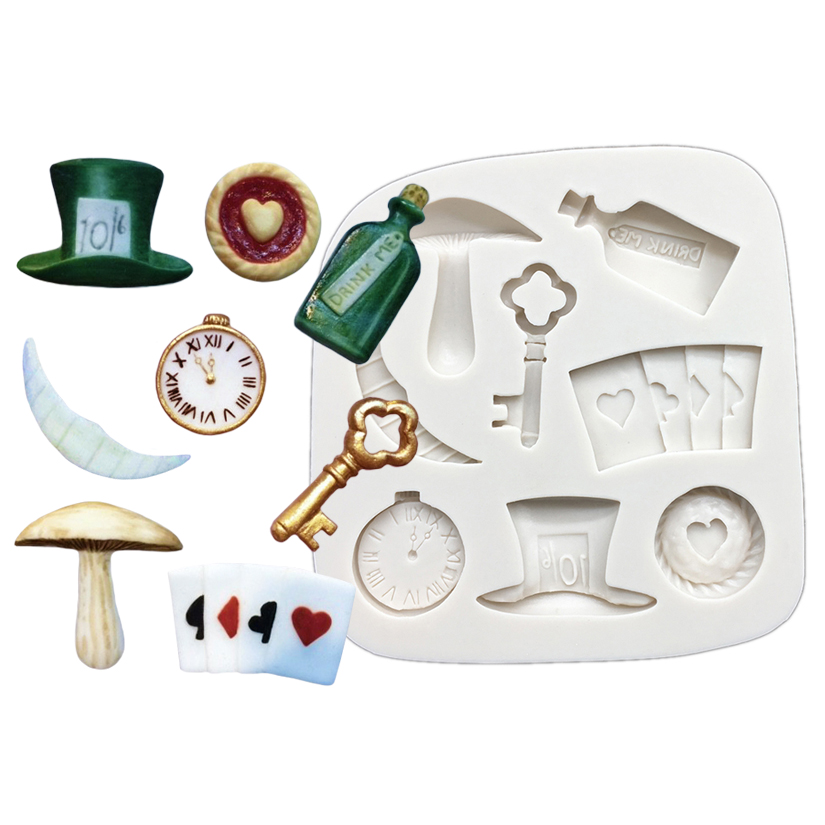 Molde de Silicone para Decoração de Bolos e Doces: Chapéu, Poker, Cogumelo - Ferramentas para Resina, Cupcake e Fondant