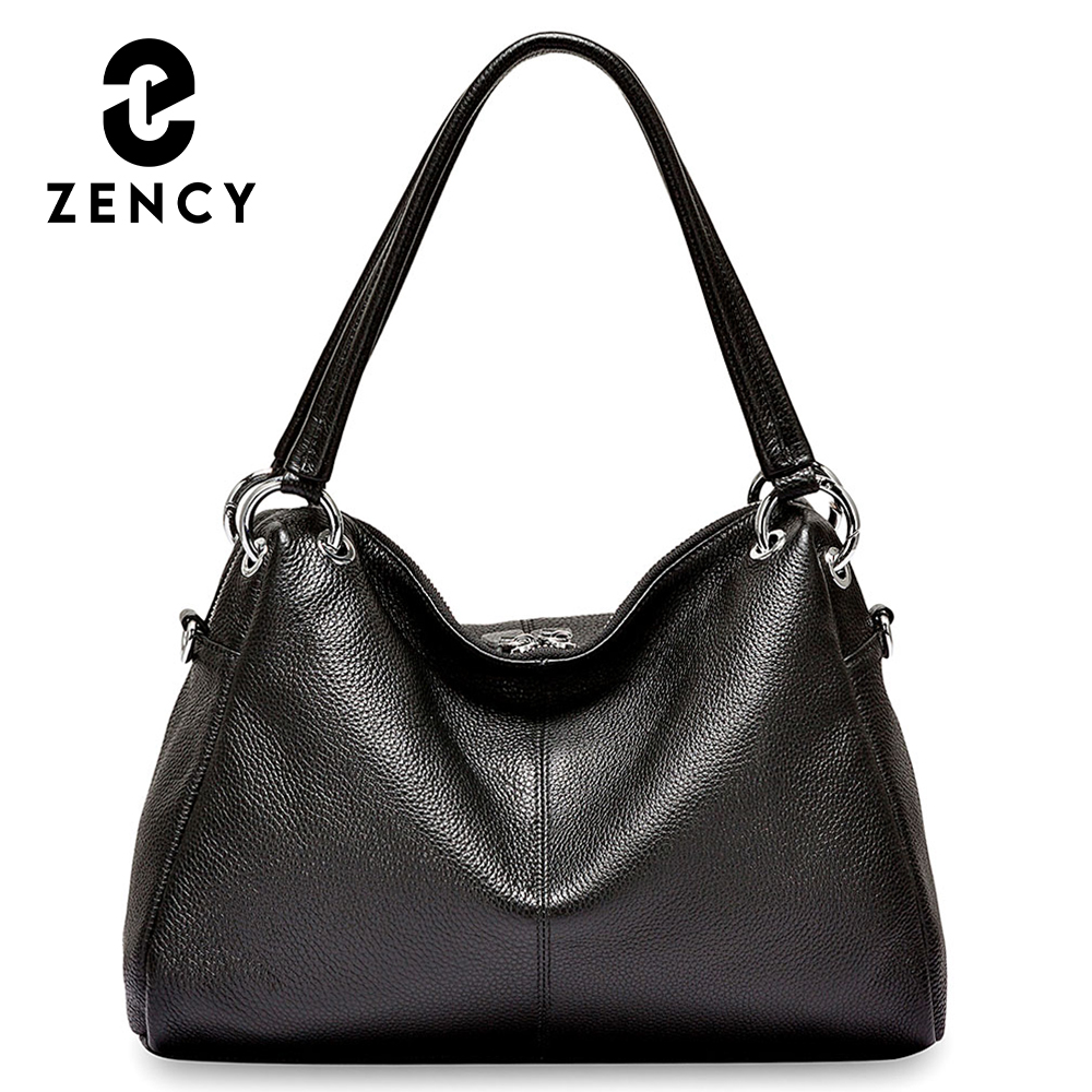 Zency mode Hobos 100% en cuir véritable peau douce femmes sac à bandoulière classique noir élégant dame bandoulière sac à main fourre-tout sac à main