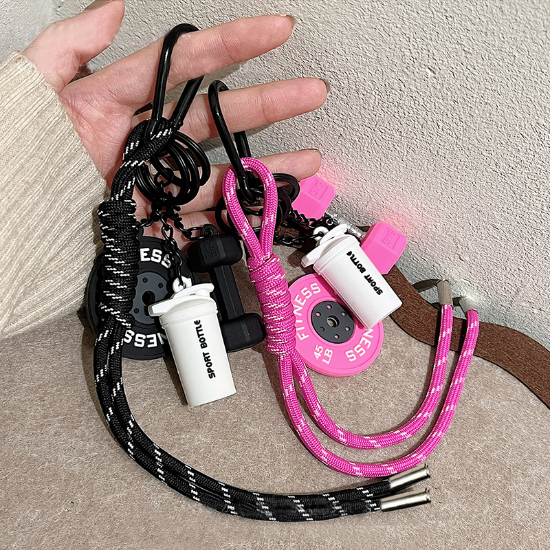 Handgewebter Fitness-Schlüsselanhänger, Mini-Hantel, Anti-Verlust, für Fitnessstudio, Liebhaber, Schlüsselanhänger, DIY-Schmuckstück, Nylonseil, Anhänger, Fitness-Enthusiasten
