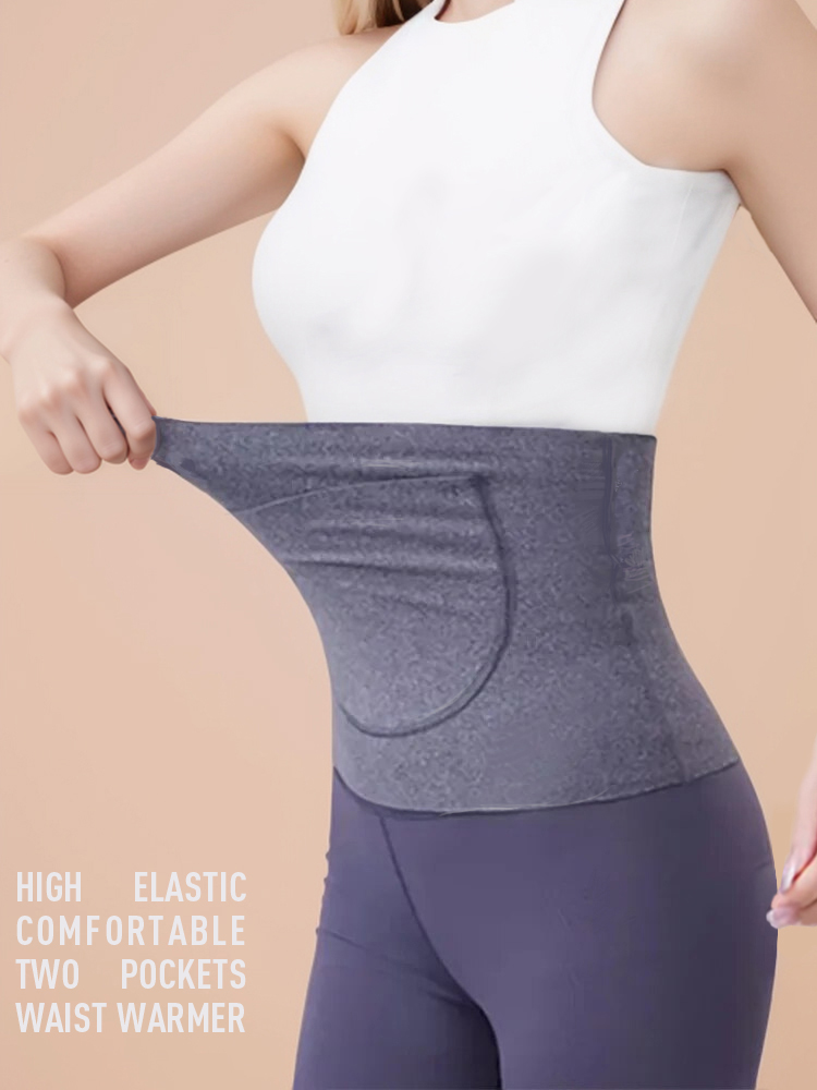 ด้านหน้ากลับ 2 กระเป๋าเอวสนับสนุนบาง Unisex หน้าท้องกลับความดันอุ่นยืดหยุ่นสูง Stoma กระเป๋าสนับสนุนด้านในสวมใส่เย็นวัน