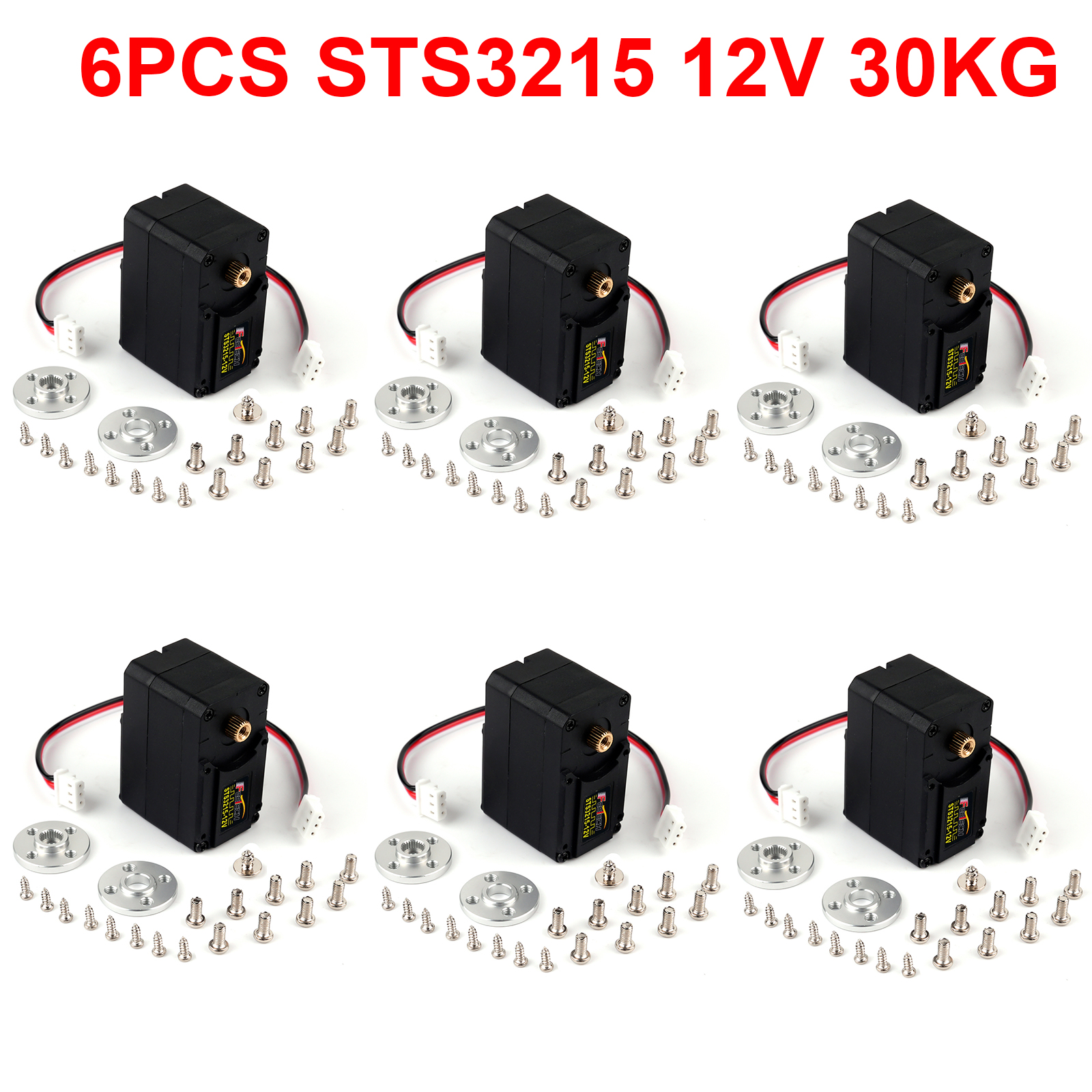 6 SZT. STS3215 12V 30KG Serwo RC z Wysokim Momentem Obrotowym, Inteligentne Serwo TTL Serial Bus do Robotów, Serwo do Projektów Edukacyjnych Robotów SO-ARM100 Feetech
