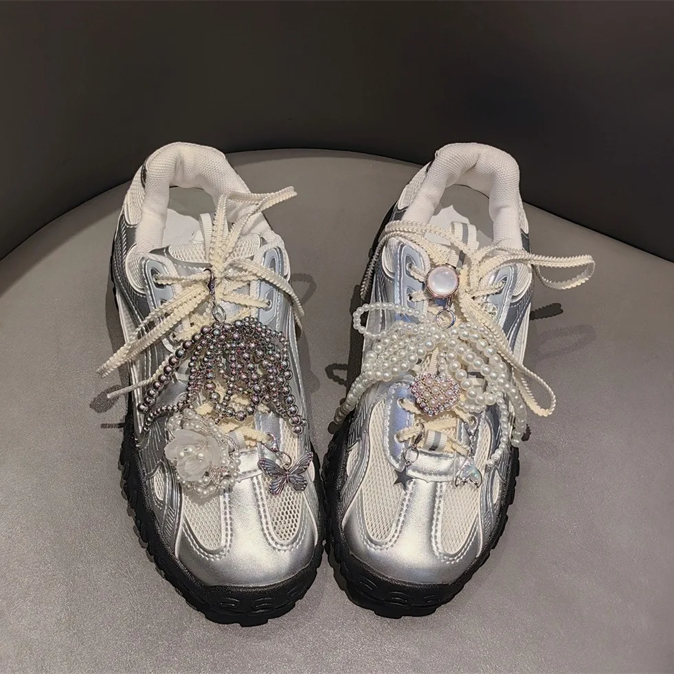 1PCS Clips Buckle Decorations Rhinestones Pearl Gem Casual Flower Shoes Accessories Fashion Shoelaces Shoe Charms for Sneakers