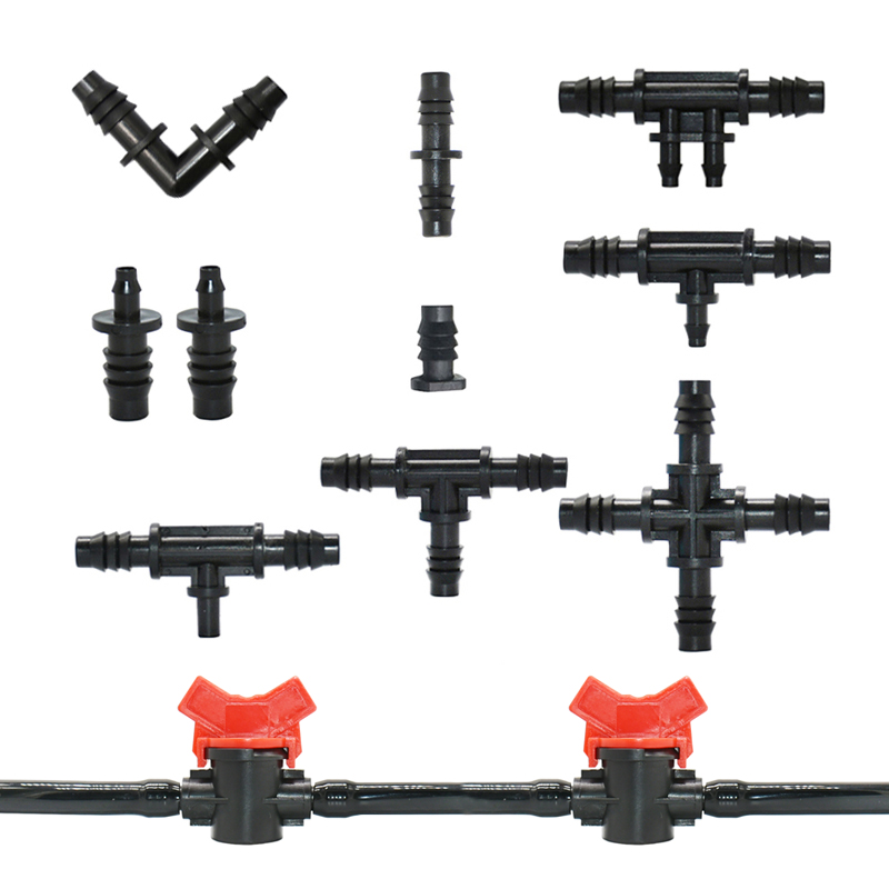 Conector de tubo de Pvc de 8/11, 3/8 pulgadas a 4/7mm, divisor, codo en T, tapón reductor, acoplamiento, manguera de jardín, accesorios de riego por goteo