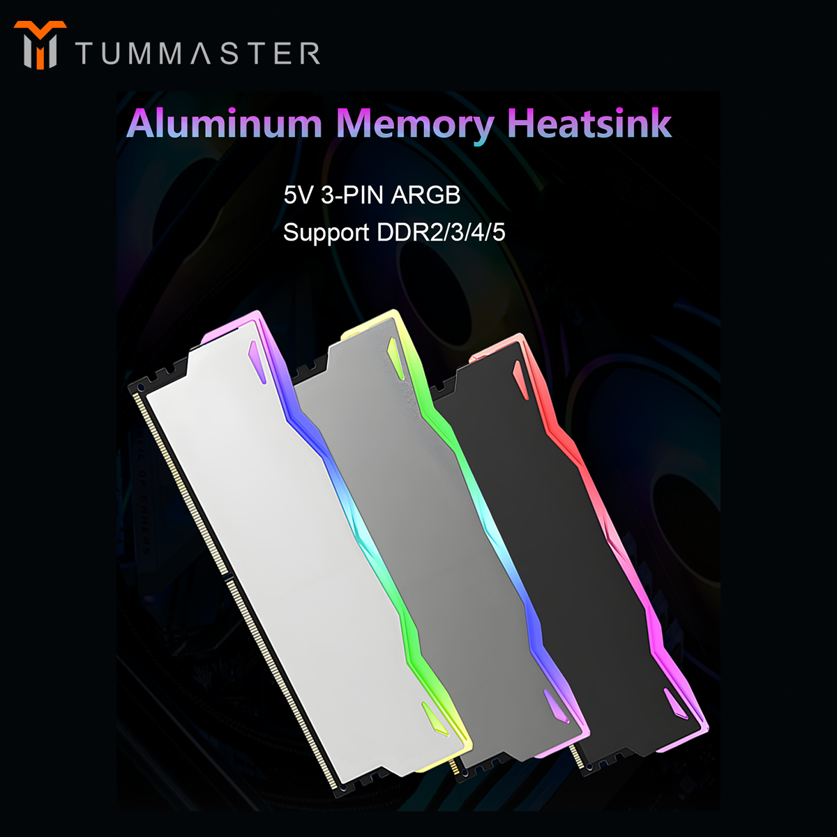 TUMMASTER 5V 3-PIN ARGB Memori PC Heatsink Rompi Pendingin RAM untuk Memori Komputer Desktop DDR2/3/4/5