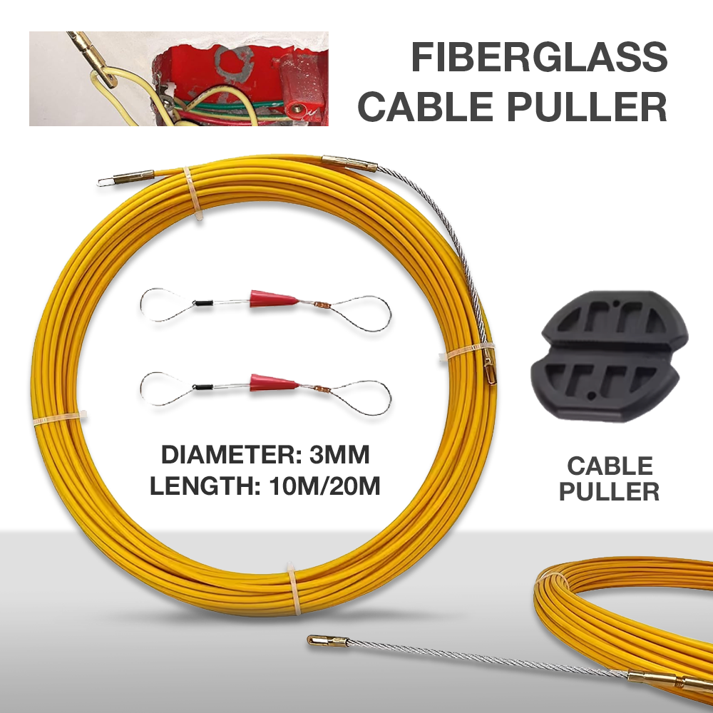 Extractor de cables de fibra de vidrio de 3 mm, extractor de cables de 10/20 m, dispositivo guía para extractor de cables, herramientas de cableado eléctrico, herramientas auxiliares para instalación de cableado