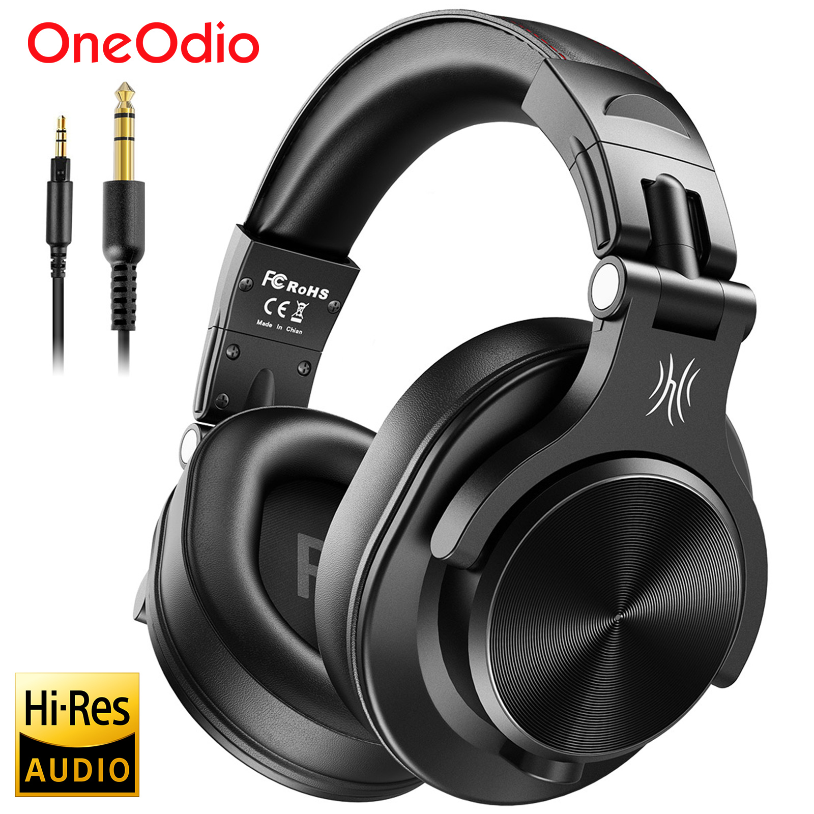 Auriculares con cable Oneodio A71 HiFi con micrófono, auriculares estéreo de alta resolución para estudio, DJ, grabación y monitorización, con conector de 3.5/6.35 mm