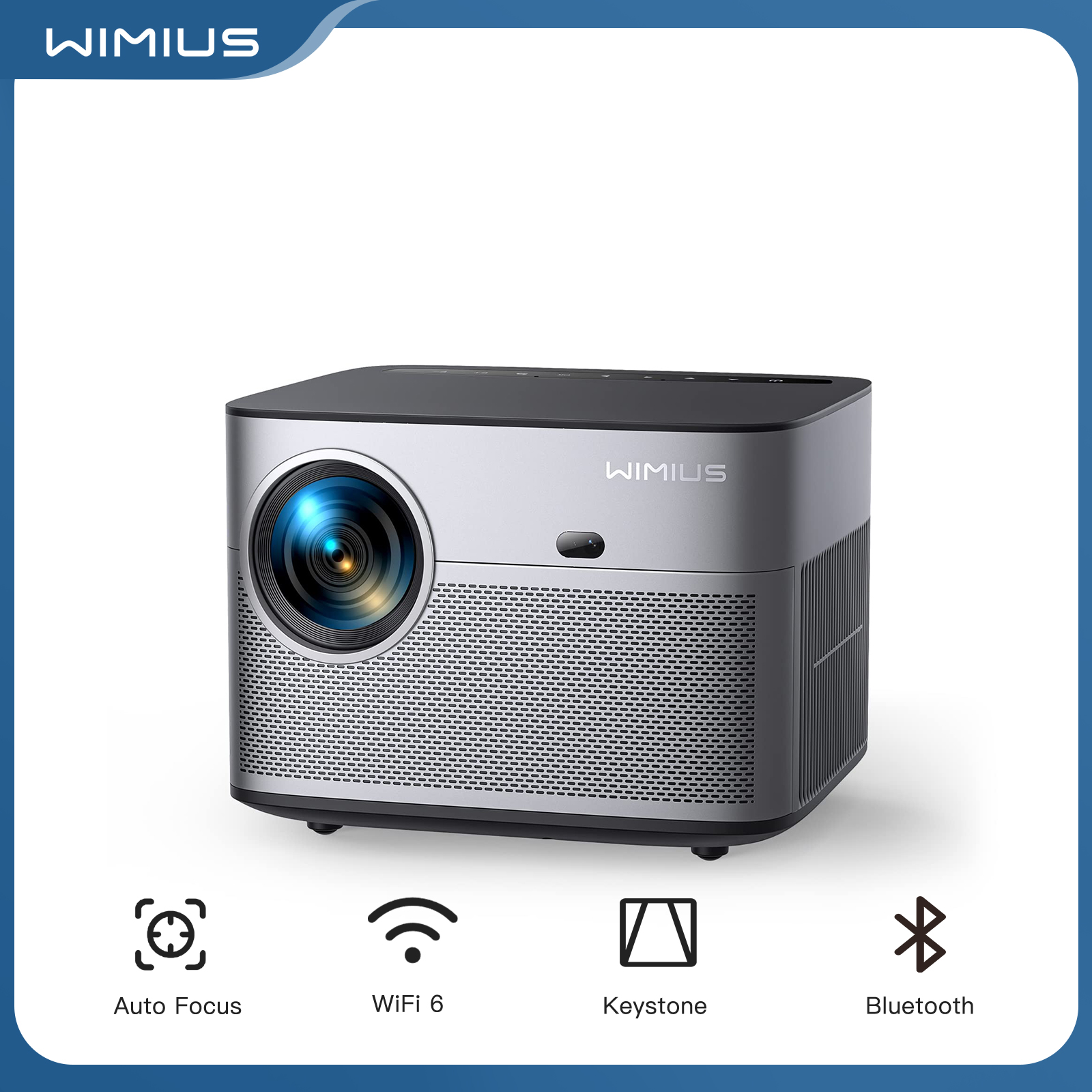 Wimius Projector Native 1080P Full HD 25000Lumens 4K Supported WIFI 6 Bluetooth Projector Autofocus Keystone Correction
