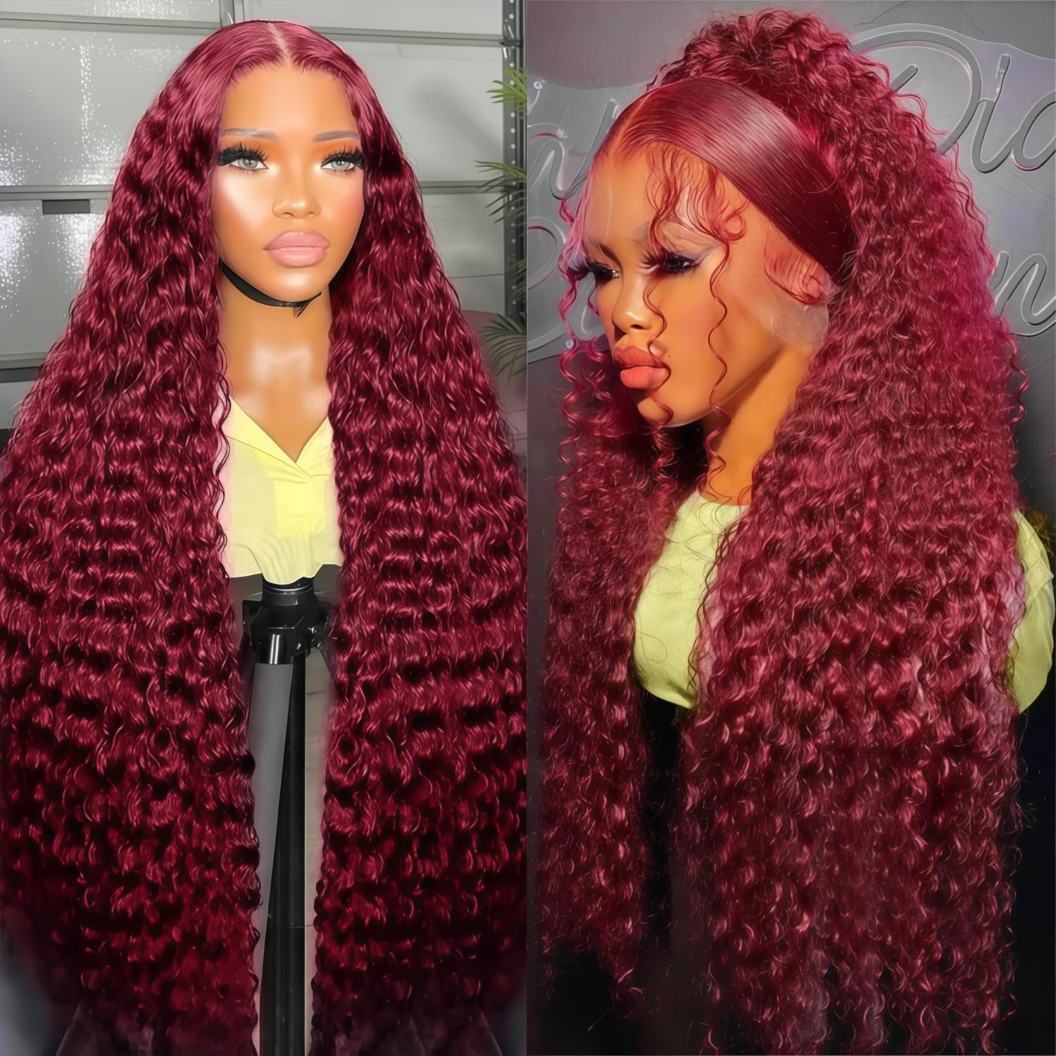 Peruka Burgundowa z Włosów Naturalnych 99j 13x6 Deep Wave Lace Front Peruki z Włosów Naturalnych Wstępnie Wyskubane HD Transparentne Peruki Lace Frontal dla Kobiet