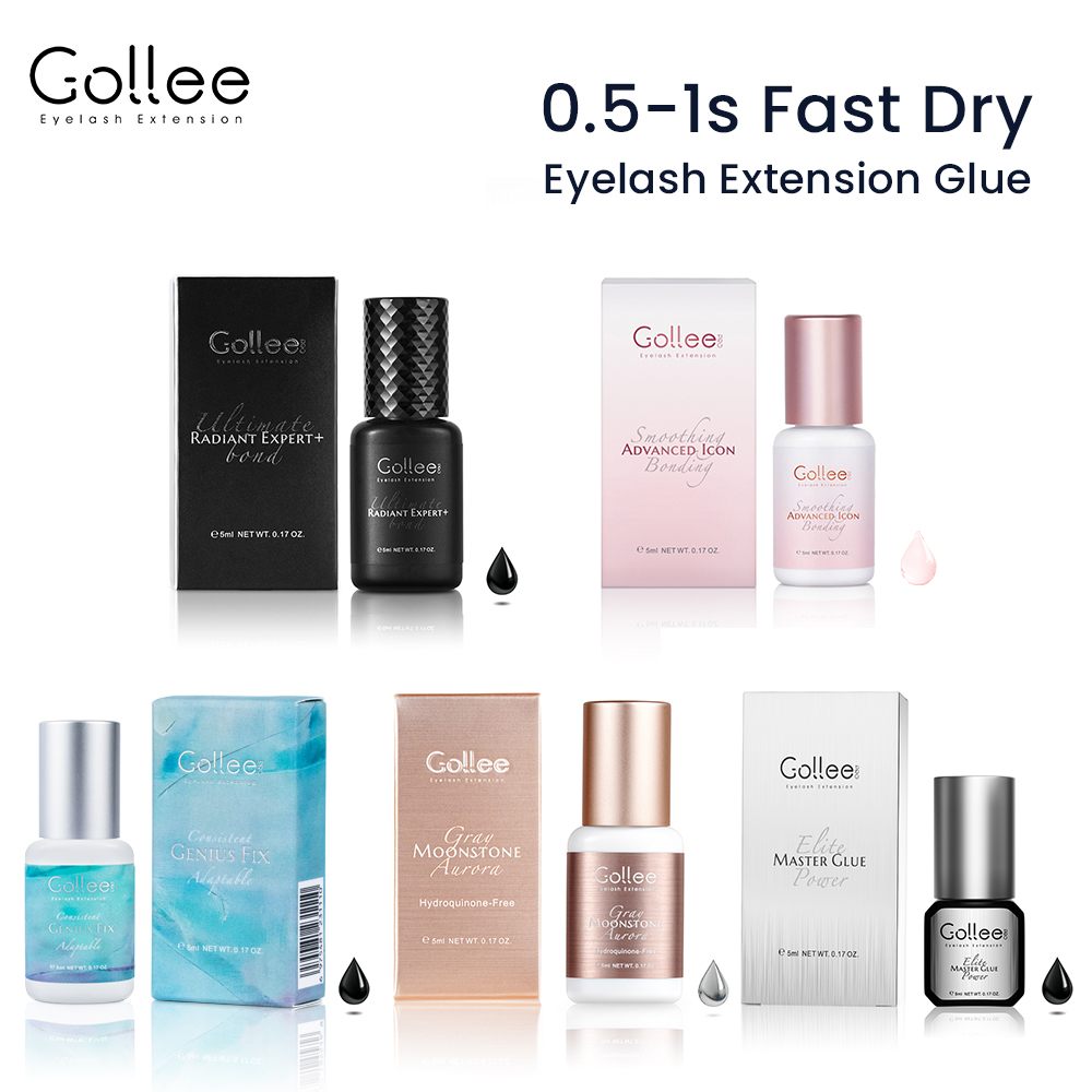Gollee Glue for Eyelashes 0.5s Eyelash Extensions Professional Eyelash Adhesive Waterproof Lash Supplies for Salon Eyelash Glue