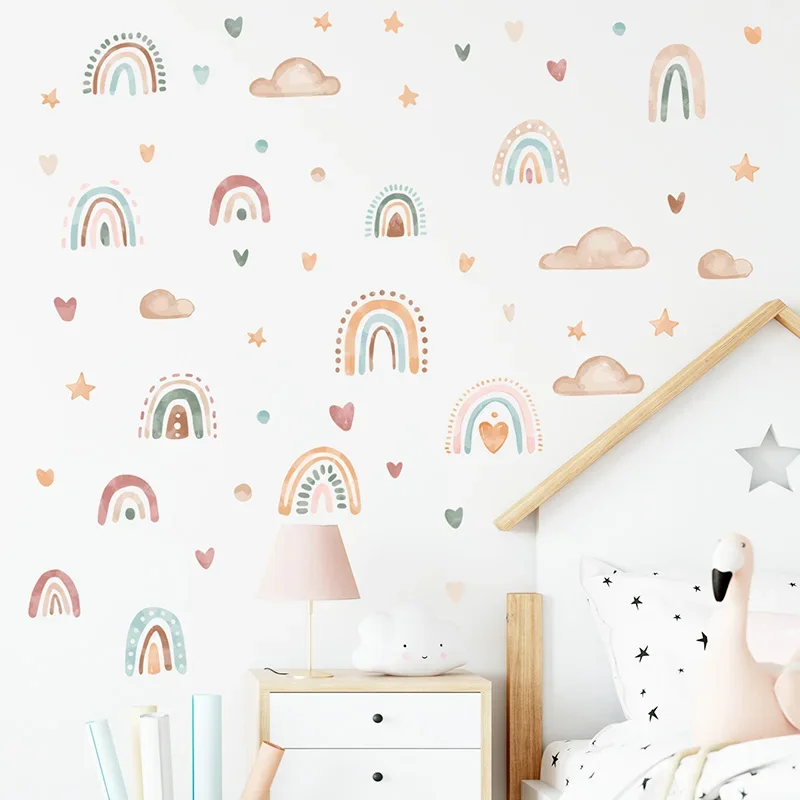 3 sztuk/partia Boho kolorowe tęczowe naklejki ścienne słońce dla dzieci pokój dziecięcy dziecięcy pokój dziecięcy dekoracja naklejki ścienne Home Decor