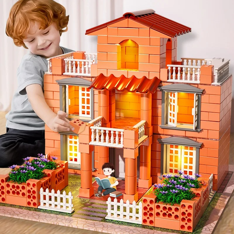 Set Bangunan Bata Mini DIY - Mainan Batu Asli untuk Konstruksi Kreatif, Pembuatan Model Arsitektur dengan Batu Bata Kecil!