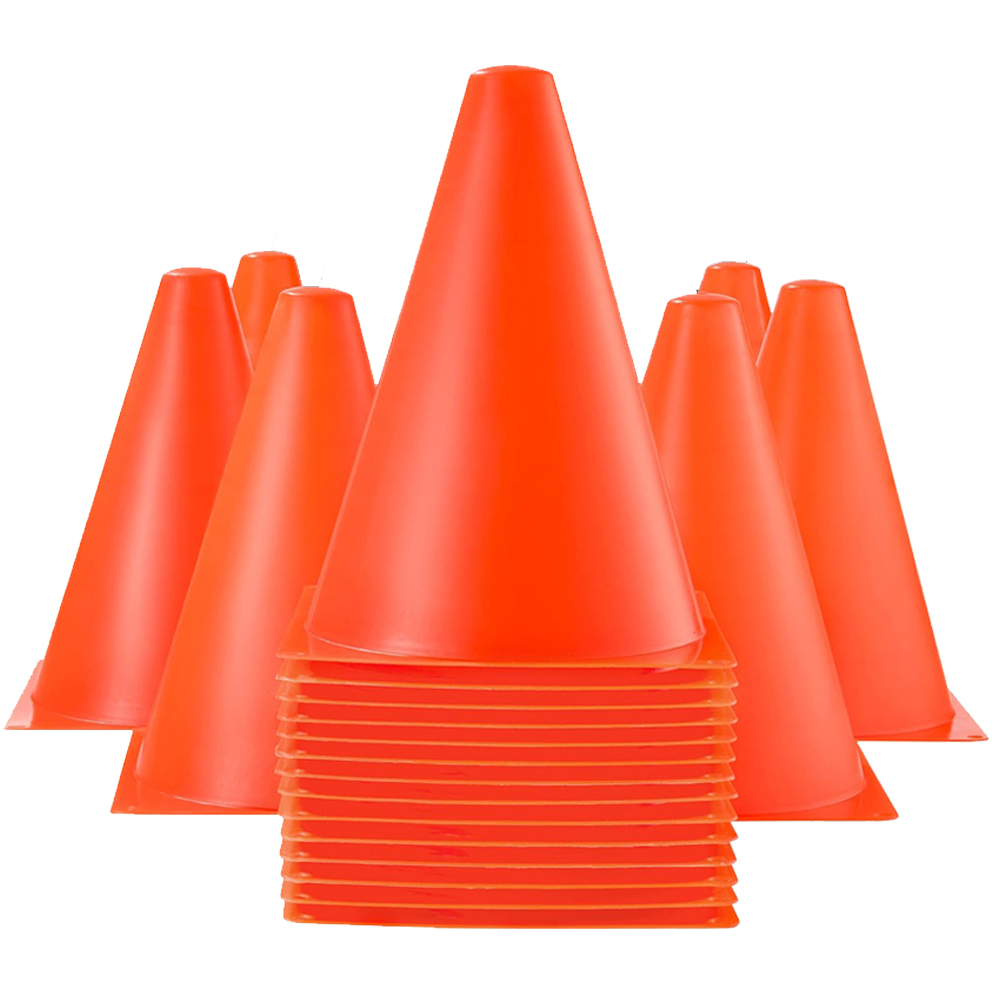 Mini conos de tráfico de 10/20/30 Uds., conos deportivos de plástico rojo de 7 pulgadas, conos de seguridad deportivos para decoraciones de fiesta de coches de carreras, conos de tráfico
