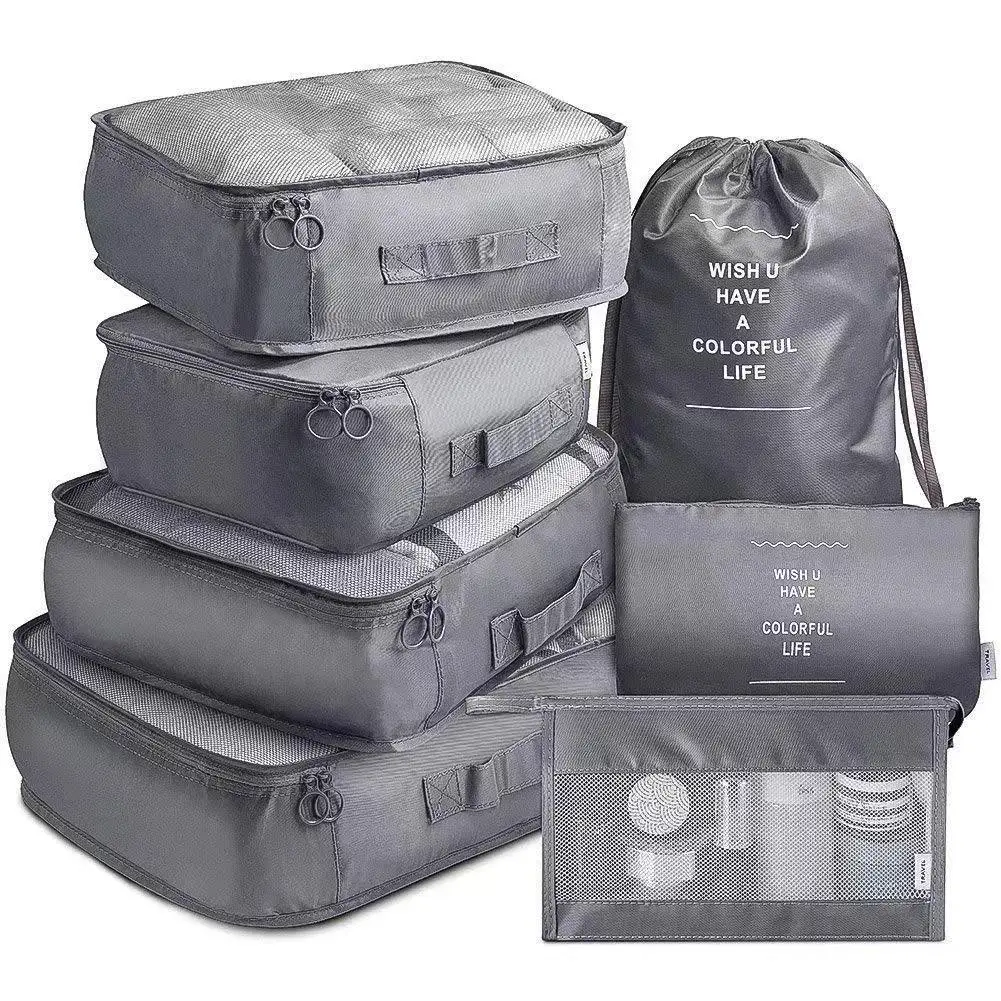 7 pçs dobrável organizador de viagem sacos armazenamento guarda-roupa cubo mala conjunto embalagem armazenamentos bagagem roupas caixa sapato