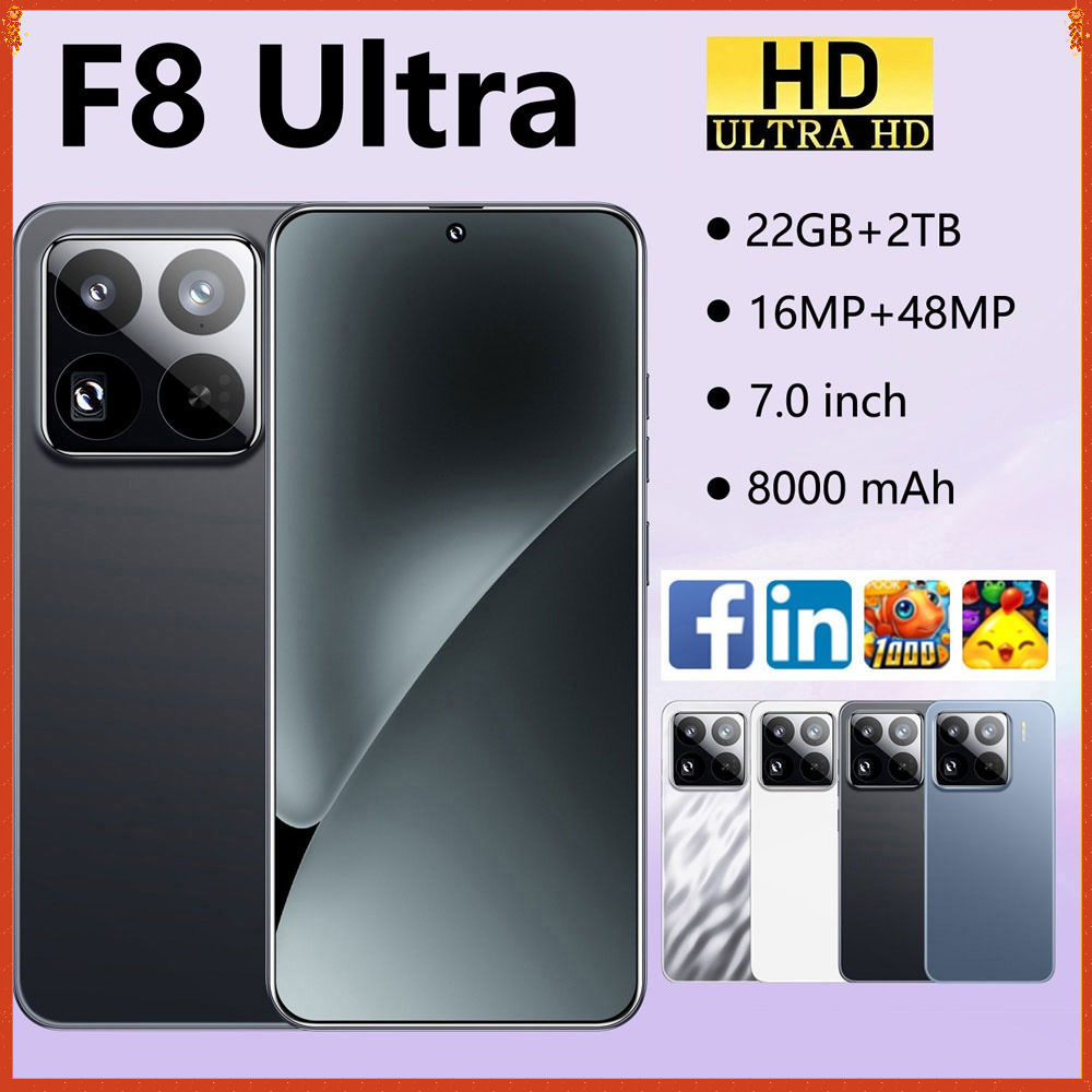 Новый 7,0-дюймовый сотовый телефон F8 Ultra, 4G, 5G, смартфон Android, 22G + 2 ТБ, двойная SIM-карта, 8000 мАч, мобильные телефоны, разблокированная глобальная версия