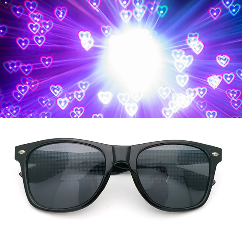 Óculos de difração com efeito prisma 3d, óculos de sol feminino retângulo arco-íris caleidoscópio estilo festival rave óculos lente transparente/cinza