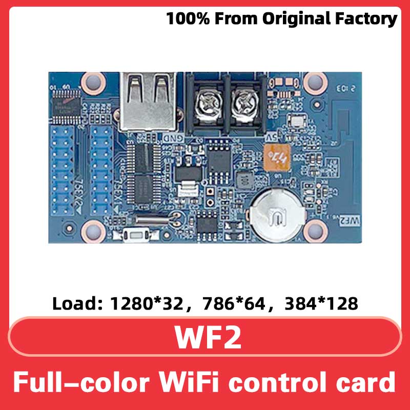 Huidu-controlador HD-WF2 a todo Color RGB HUB75, pantalla LED, píxel, animación, señalización Digital, WiFi, puerto USB, tarjeta de Control