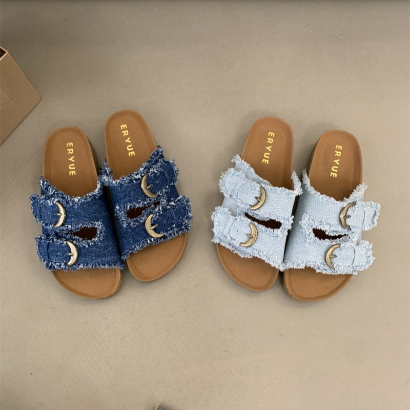 Damesschoenen 2025, nieuwe platte damesslippers, diavoorstelling, zomerplatform, metalen gesp, strand, luxe Romeinse sandalen, zapatos de mujer