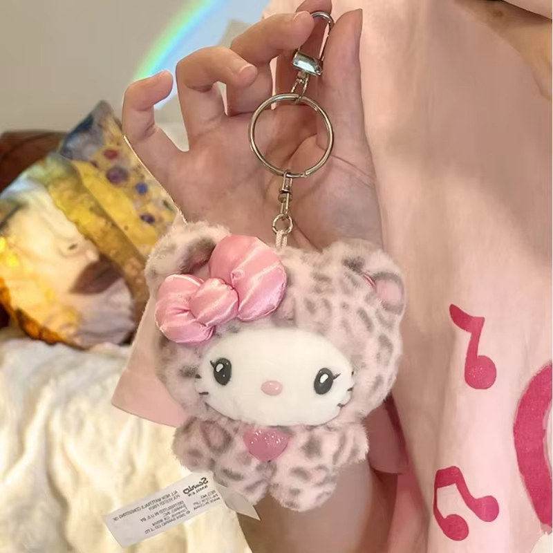 Кукла-медведь с леопардовым принтом «Hello Kitty», мультяшная Куроми Cinnamoroll, плюшевая кукла, кавайный брелок, рюкзак, очаровательное украшение, подарки