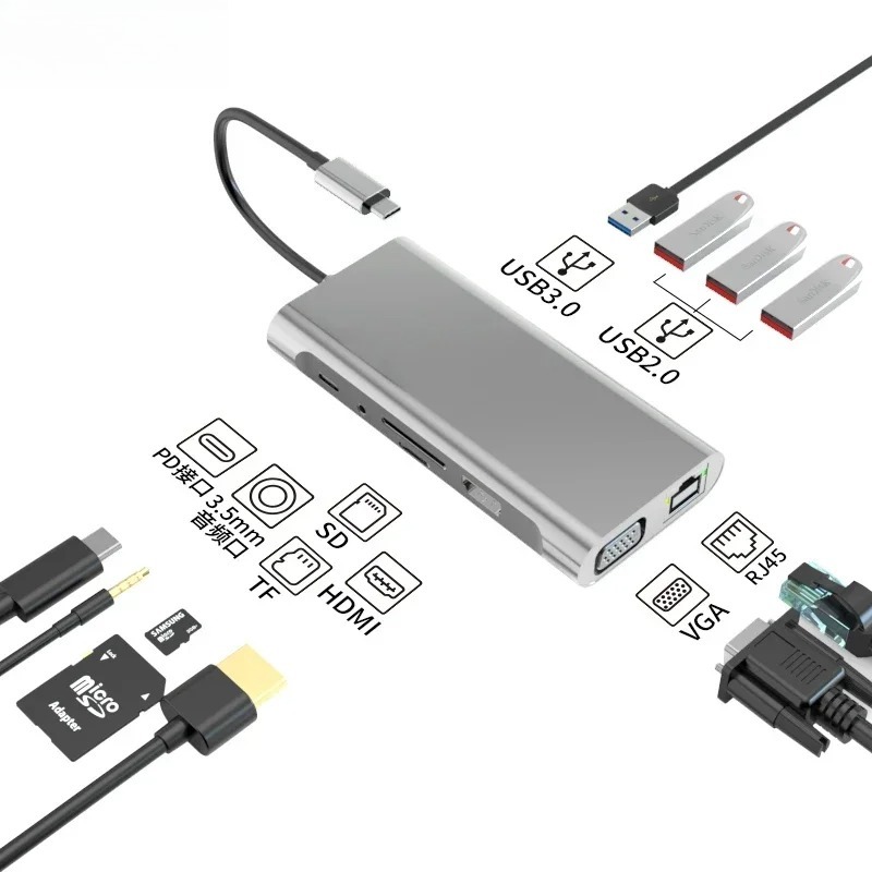 Adaptador Hub Tipo C 4K HDMI Thunderbolt 3 con Lector de Tarjetas TF y SD, PD para MacBook Air Pro M2 M1, Estación de Acoplamiento