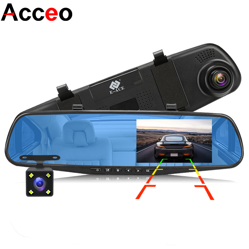 Kamera dasbor digital 4.3 inci, kamera dasbor mini tampilan belakang, kamera ganda depan dan belakang, kamera depan dan belakang IPS warna hitam