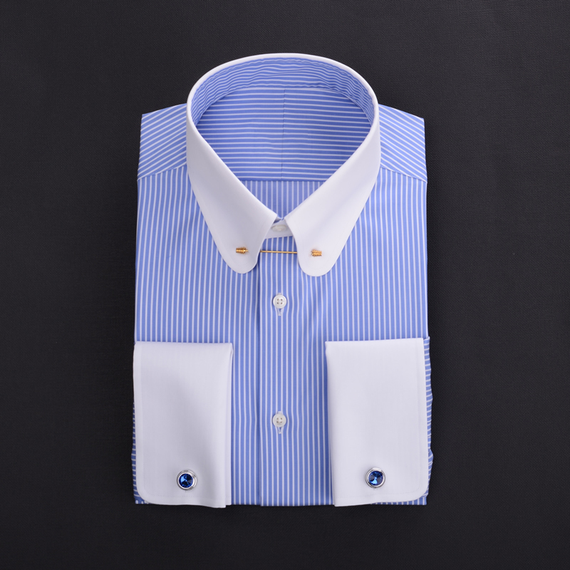 Camisa de negocios de algodón puro con cuello redondo retro y cuello perforado estilo imperio, novedad 2026