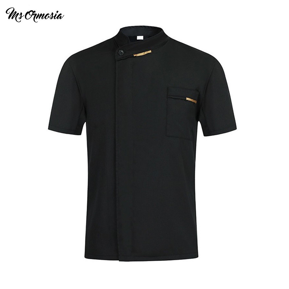 MSORMOSIA – uniforme de chef de qualité, chemise à manches courtes pour cuisine, restaurant, barbier, sushi, respirante