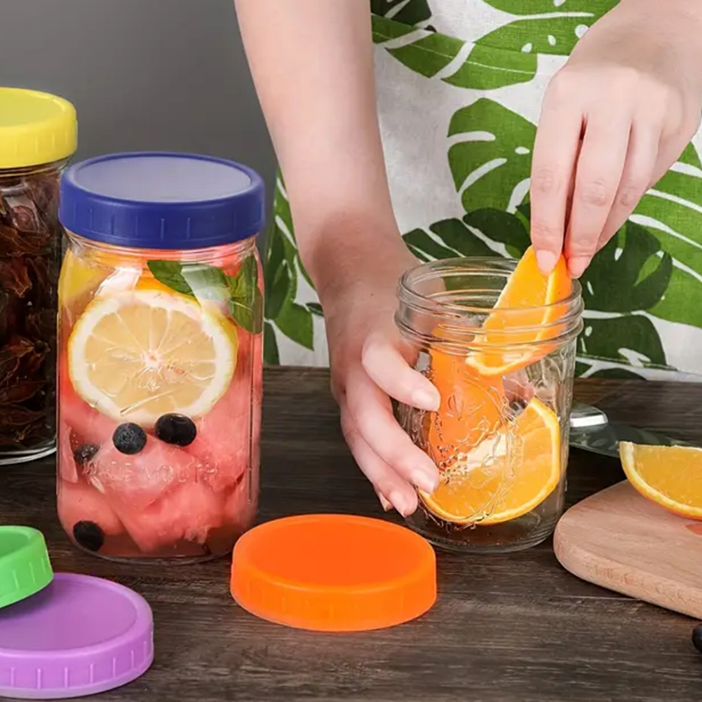 12 Buah Tutup Toples Plastik Berwarna 86Mm/70Mm Tutup Penyimpanan Plastik Anti Bocor Dapat Digunakan Kembali Serbaguna untuk Dapur