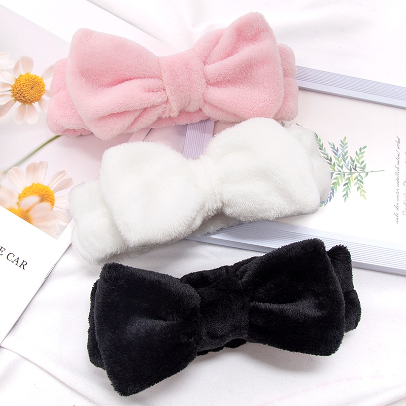 Zachte Boog Hoofdbanden SPA Yoga Grote Effen Kleur Coral Fleece Elastische Haarbanden Vrouwen Wassen Gezicht Leuke Make-up Haarband Accessoires