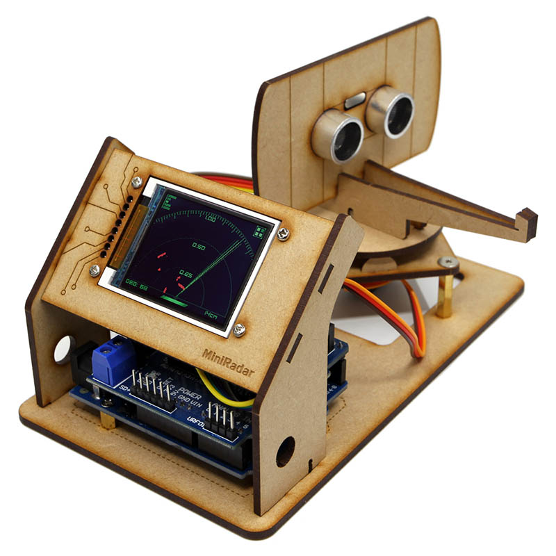 หุ่นยนต์ตรวจจับเรดาร์ 1.8 หน้าจอ TFT TS90A to Ultrasonic Radar สําหรับหุ่นยนต์ Arduino DIY ชุดเปิดโปรแกรมของเล่น