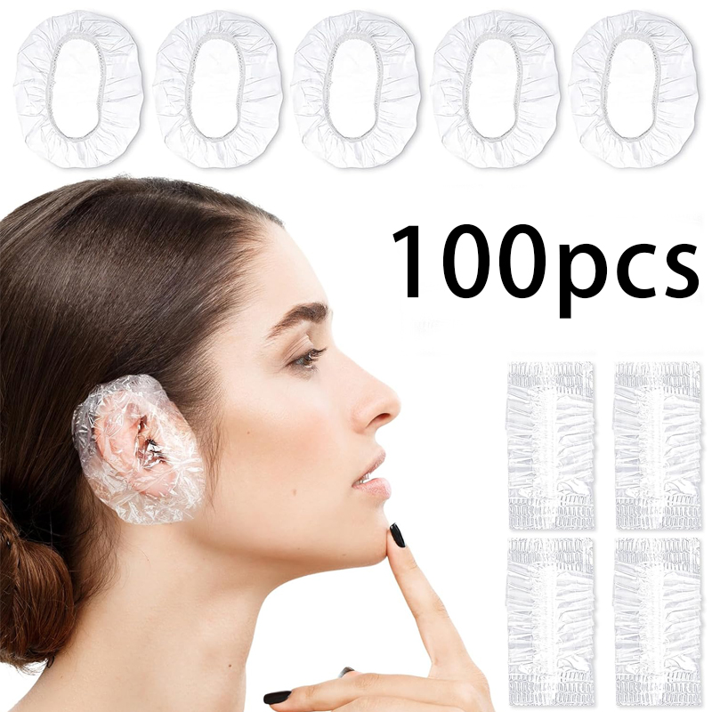 100 Stuks Transparante Wegwerp Oorbeschermers Voor Douche Waterdichte Oordopjes Plastic Oordopjes Voor Haarverf Douche Covers Oorbeschermers