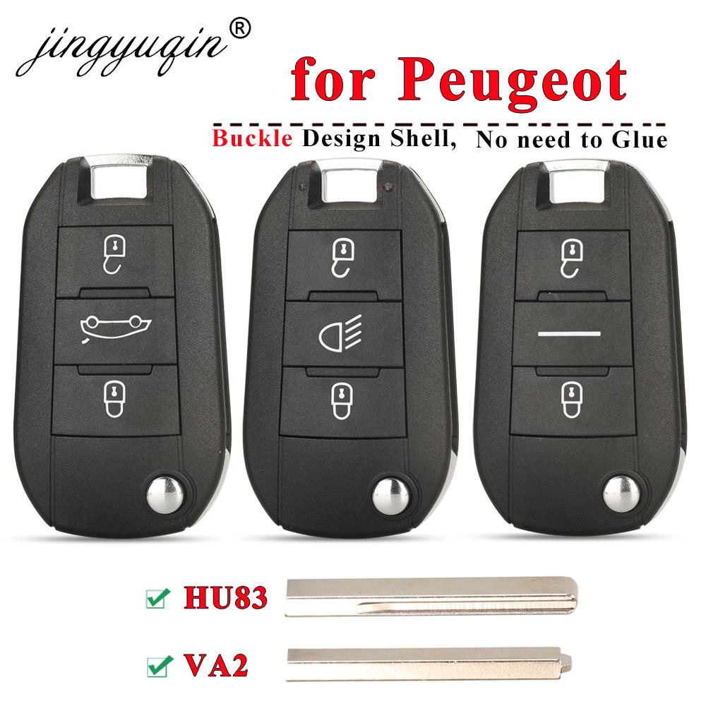 Carcasa de llave de coche con control remoto Jingyuqin para Peugeot 208 301 308 508 2008 3008 5008 RCZ Expert Partner Rifter Traveller Light BT