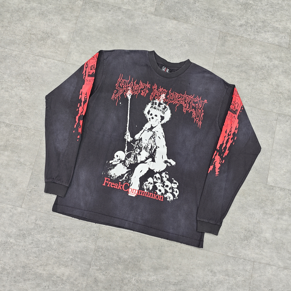 Yao Fashion Saint OF Michael Cotone manica lunga Autunno Uomo Top Abbigliamento Streetwear HipHop Bggy Vintage T-shirt allentata per uomo