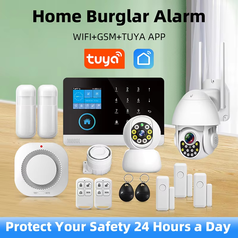Беспроводная домашняя сигнализация Tuya Smart Home WIFI 2G GSM охранная сигнализация для дома с датчиком движения с Alexa и Google Home