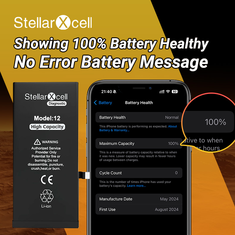 Диагностическая батарея StellarXcell без всплывающего сообщения, диагностика для iphone 12 13 Pro max 14 Plus 15 Pro max 14Pro 12 мини-аккумулятор