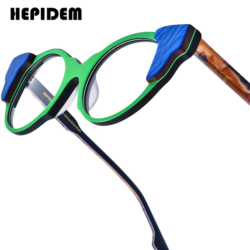 HEPIDEM-Lunettes en acétate pour femmes, design de marque de luxe, monture de lunettes en œil de chat, lunettes faites à la main japonaises, optique de lunettes Cateye, 9384