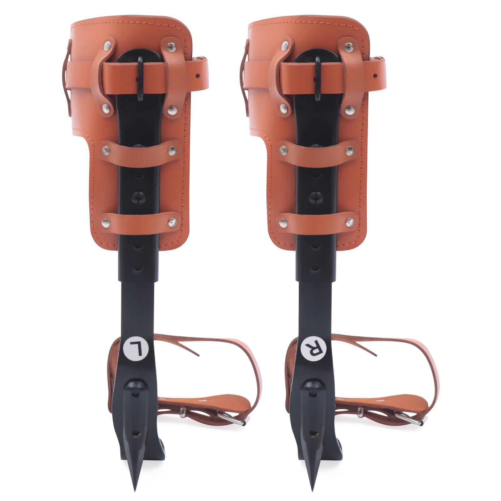 Conjunto de pico de escalada de árvore, esporas de escalada de pólo de aço, conjunto de picos de gaffs de alpinista ajustáveis em altura ajustável, equipamento de escalada de árvore po
